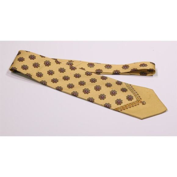 Versace Vintage 90's Gold Floral Medusa Head Silk Necktie Tie - Picture 1 of 6